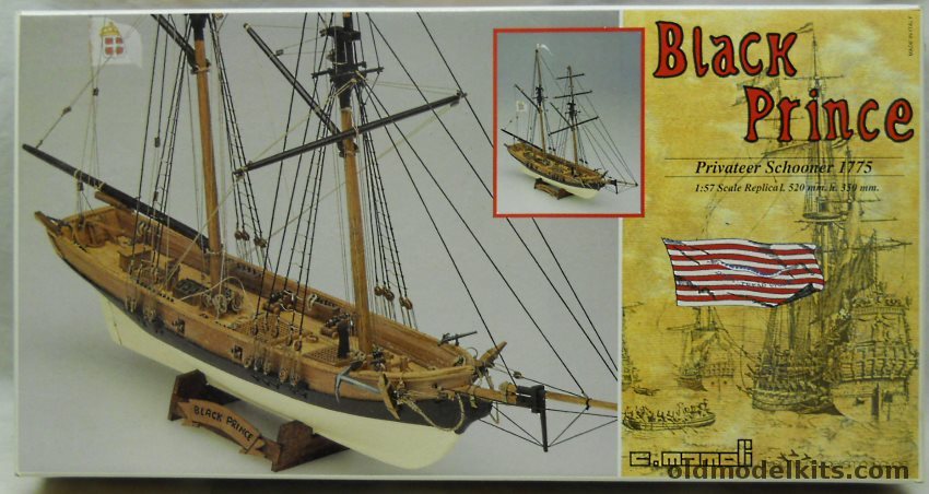 Mamoli 1/57 Black Prince Privateer Schooner 1775, MV46 plastic model kit